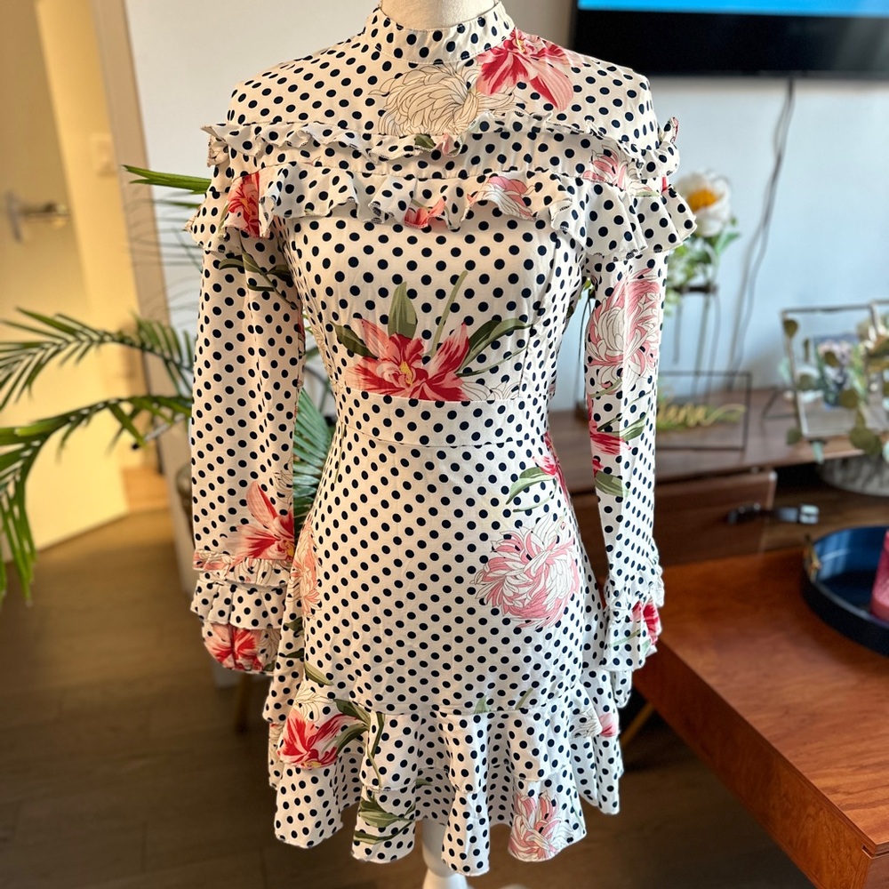 Polkadots and floral mini dress